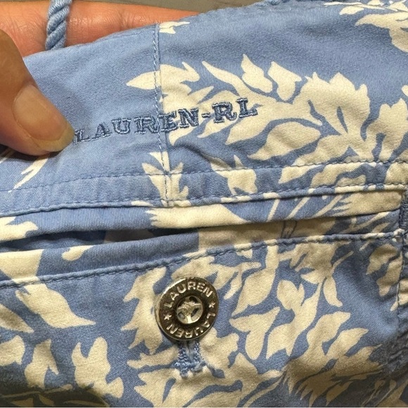 LAUREN RALPH LAUREN vintage y2k Floral Blue and White   cropped Pants 6 petite - Picture 7 of 16